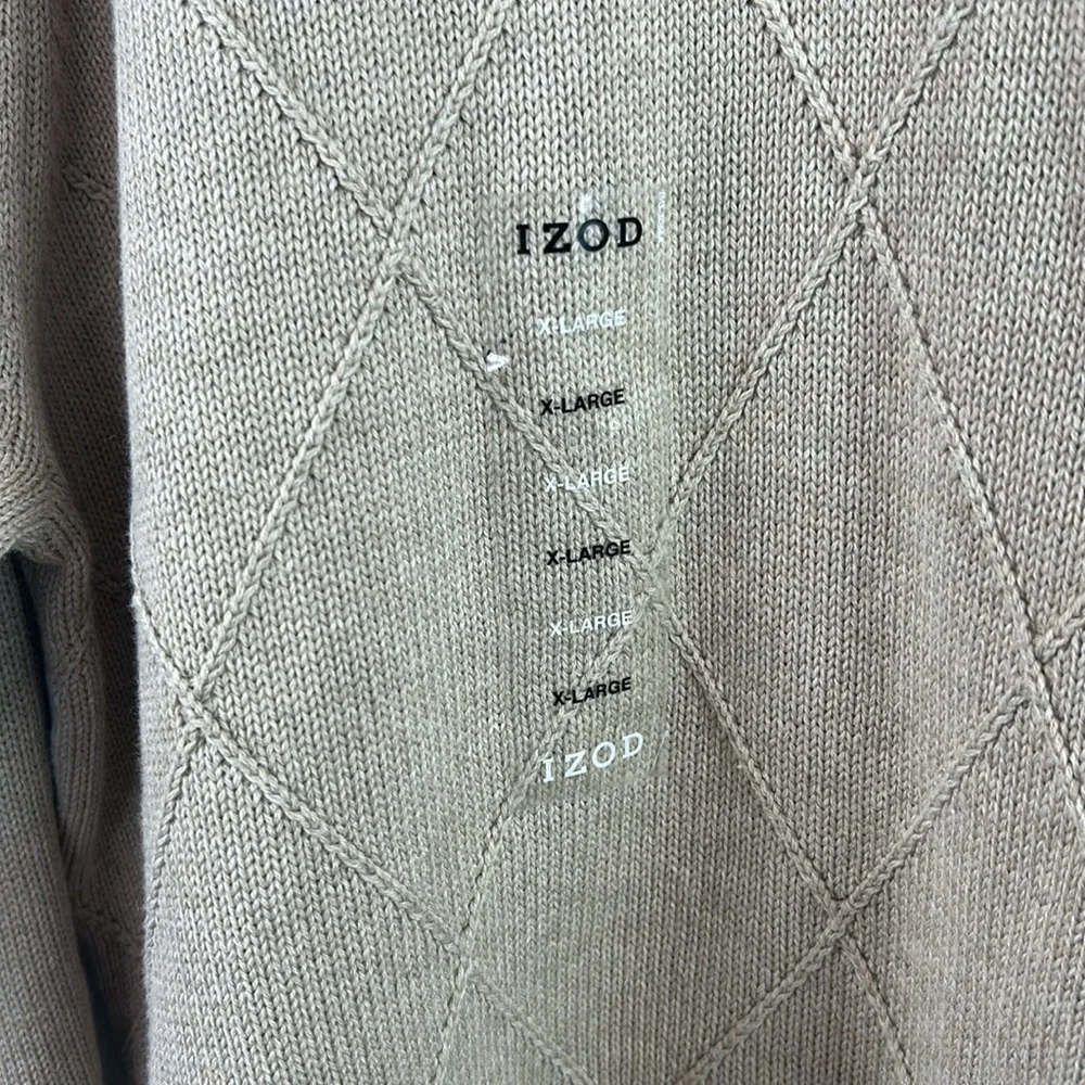 NWT Izod Mens diamond pattern tan sweater XL - Picture 4 of 7